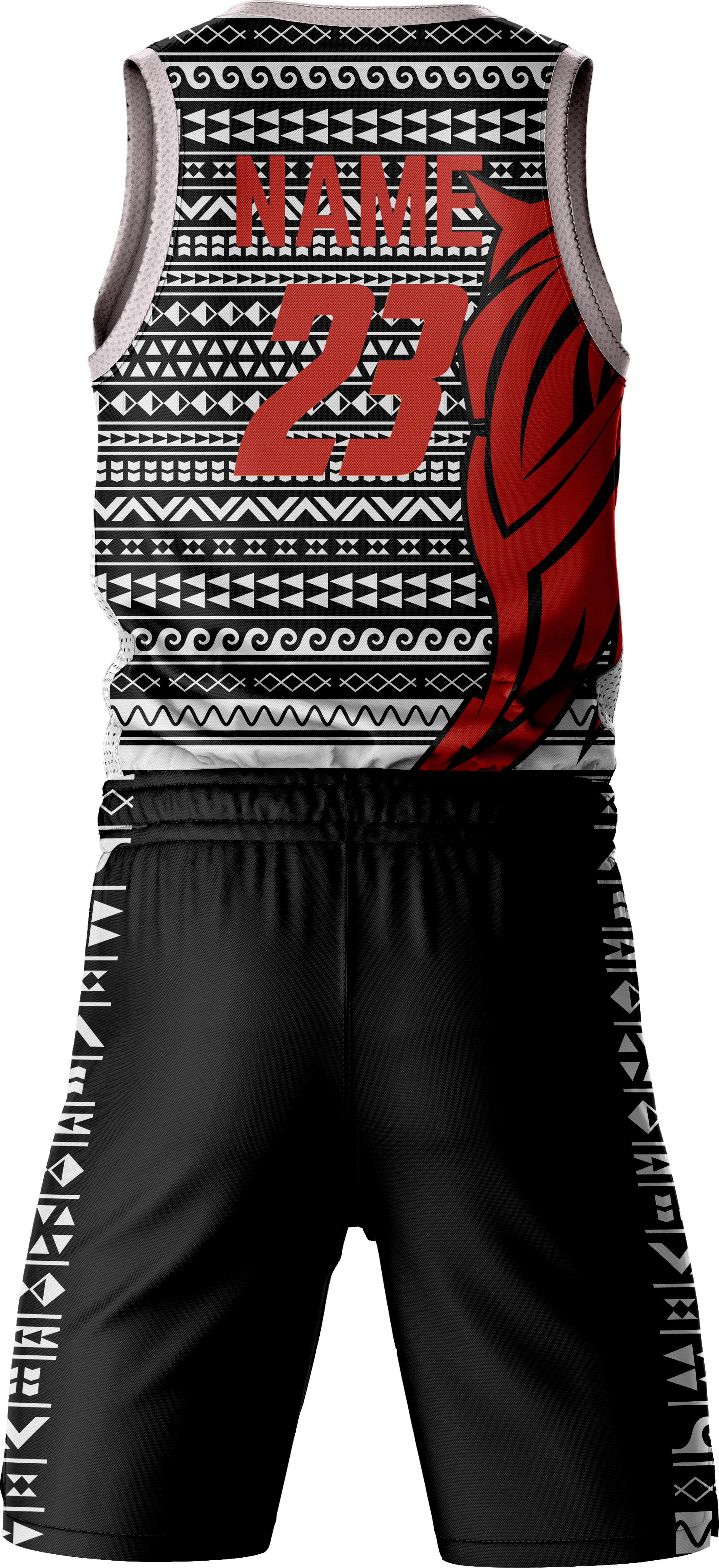 Black & White Tribal Print Basketball Uniform