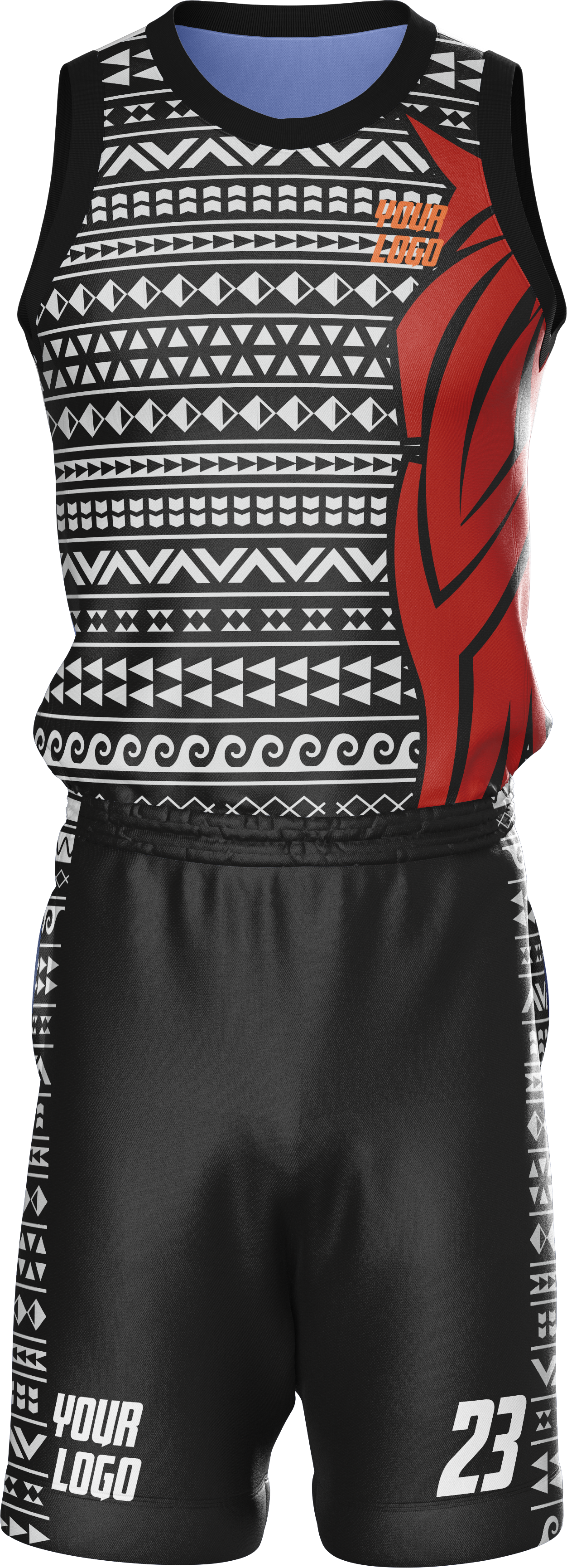 Black & White Tribal Print Basketball Uniform