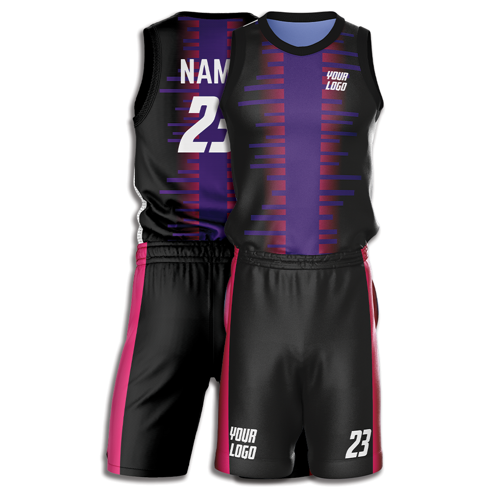 Custom Black & Purple Gradient Basketball Jersey Set