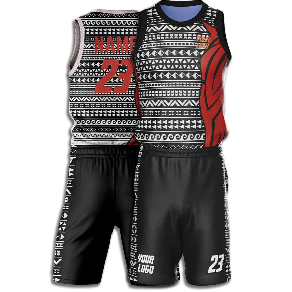 Black & White Tribal Print Basketball Uniform